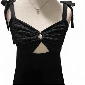 Black Lace Mini Dress Live To Be Spoiled Size Small P-P 12 With Stretch …